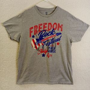 Freedom Rock Festival T-Shirt Adult XL Short Sleeve Gray Patriotic‎